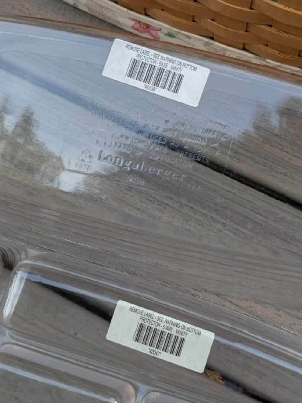 Longaberger 2003 Vanity Basket w/ 2 Plastic Protectors & Botanical Fields Liner